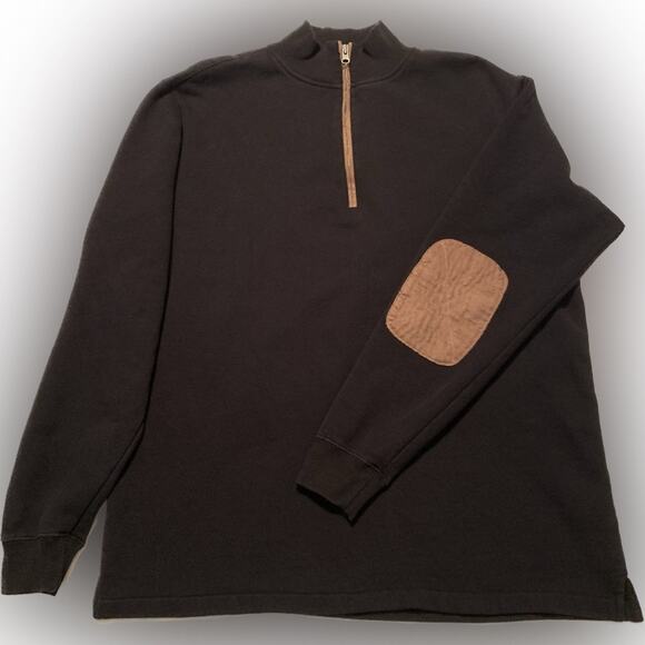 Sz. Large - WOOLRICH Mens Boysen 1/4 Zip Faux Suede Elbow Patches & Zipper Welts - Picture 1 of 10